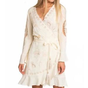 NEW ZAIMARA rhodes mini wrap dress in cream